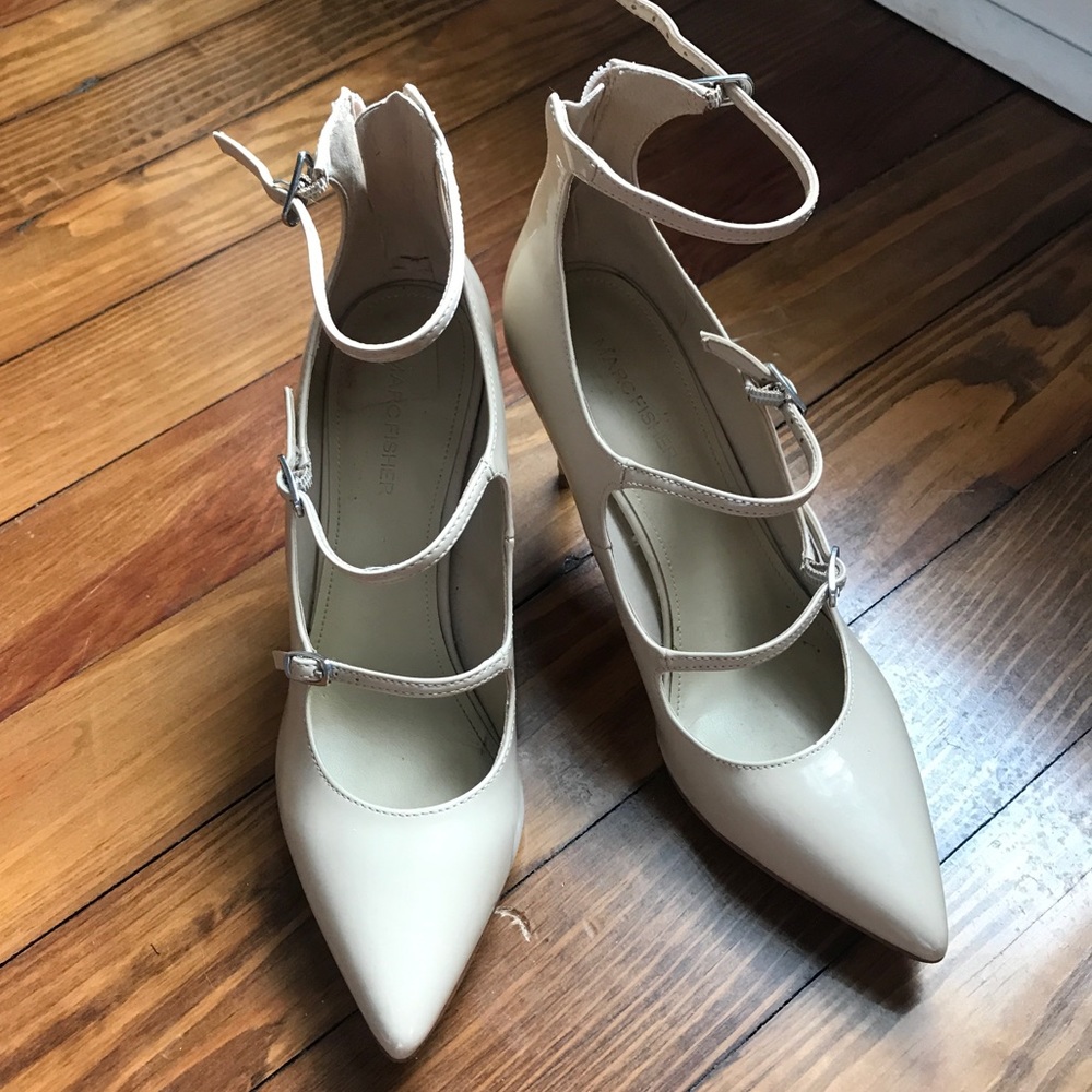 Marc Fisher 4” Three Strap Nude Heels